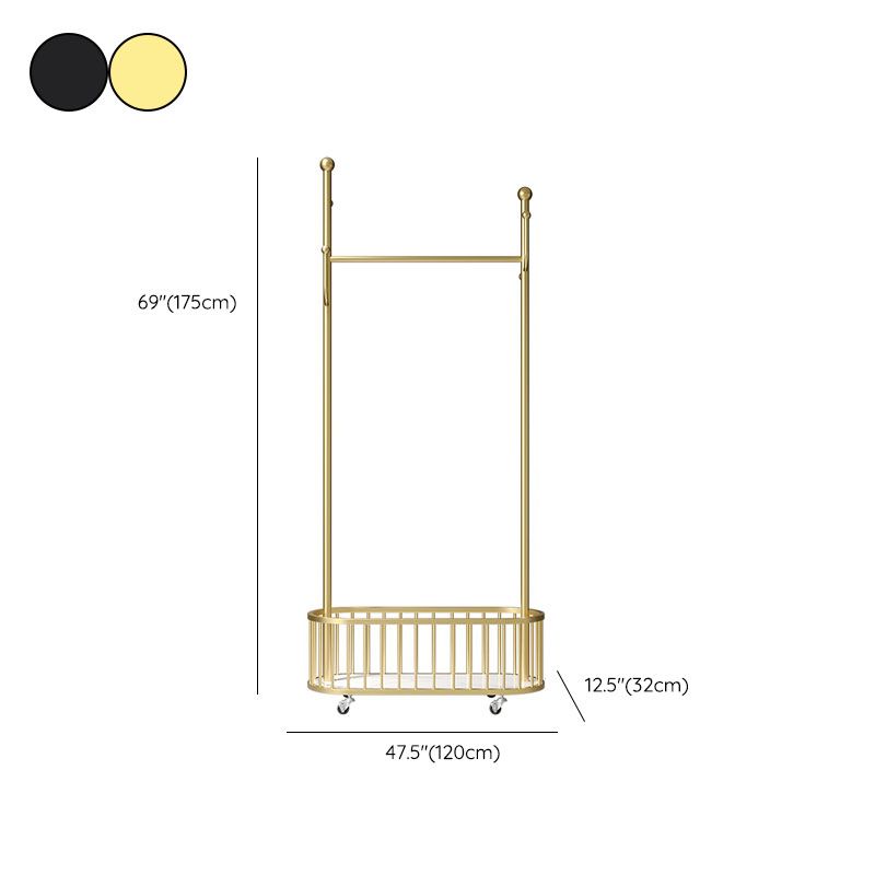Hermosa colgilla de almacenamiento de la cesta de estante de la reverencia de metal con ganchos de abrigo