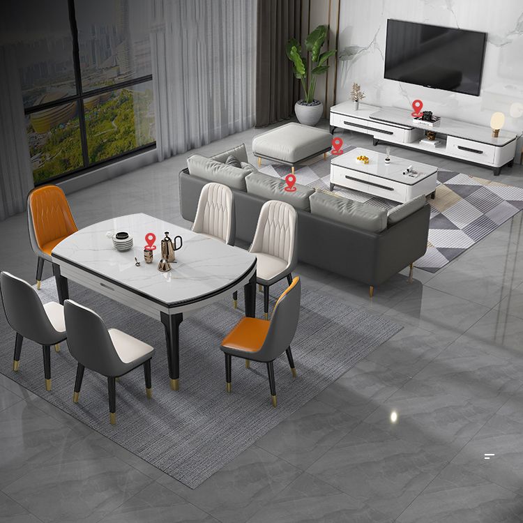 Moderne Stil Steinmöbel 5/7/9 PCs 4 Bein Tisch mit Armless Chair