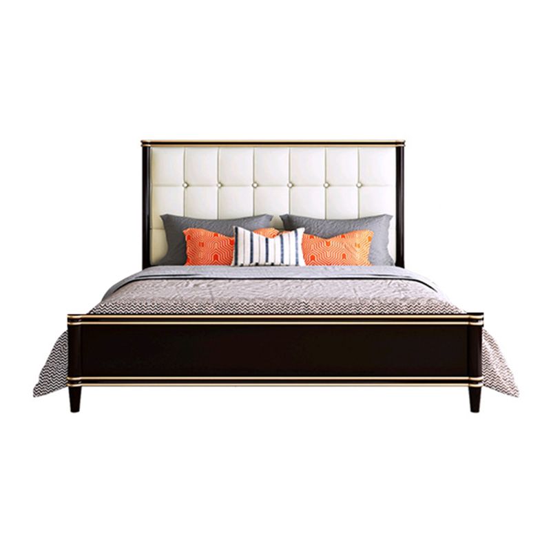 Modern Standard Bed with Tufted Upholstered Headboard and Soild Wood Legs Clearhalo 'Bedroom Furniture' 'Beds' 'furn' 'furn_beds' 'Furniture' 1200x1200_943beb02-30b4-41b4-8581-28a733e94909