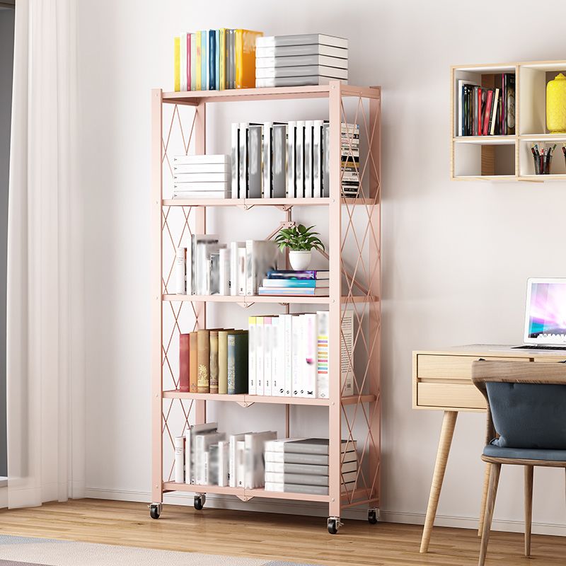 Foldable Bookshelf Scandinavian Style Bookcase for Home Office with Casters Clearhalo 'Bookcases' 'furn' 'furn_bookcases' 'Furniture' 'furniture_bookcases' 'Office Furniture' 1200x1200_943cec7b-5706-4a8a-b7a7-f591dd100195