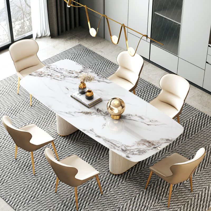 1/4/5/7/8 Pcs Dining Chairs Set Rectangle Dining Room Table Set with Double Pedestal Clearhalo 'Dining Room Sets' 'Dining Tables & Seating' 'dining_room_set' 'furn' 'furn_dining_room_set' 'Furniture' 'furniture_dining_room_set' 'Kitchen & Dining Furniture' 'kitchen&dining_furn' 'kitchen' 1200x1200_943cee0e-f761-4872-ac7f-16aabd5f1e2f