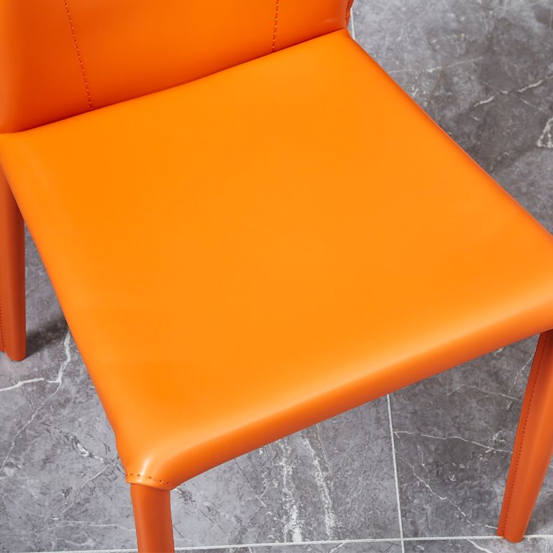 Contemporary Metal Dining Armless Chair Faux Leather Side Chair for Home Use Clearhalo ' kitchen&dining_furn' 'Dining Chairs' 'Dining Tables & Seating' 'dining_chair' 'furn' 'furn_dining_chair' 'Furniture' 'furniture_dining_chair' 'Kitchen & Dining Furniture' 'kitchen' 1200x1200_943d0378-e356-4c69-a90f-d786ef429faf