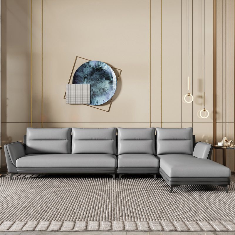 Faux Leather Sectionals 136.22" L Flared Arm Stain-Resistant Sectionals Clearhalo 'furn' 'furn_sectionals' 'Furniture' 'Living Room Furniture' 'Sectionals' 1200x1200_943deaa7-a17c-4650-9252-7cbf2dbabdd3