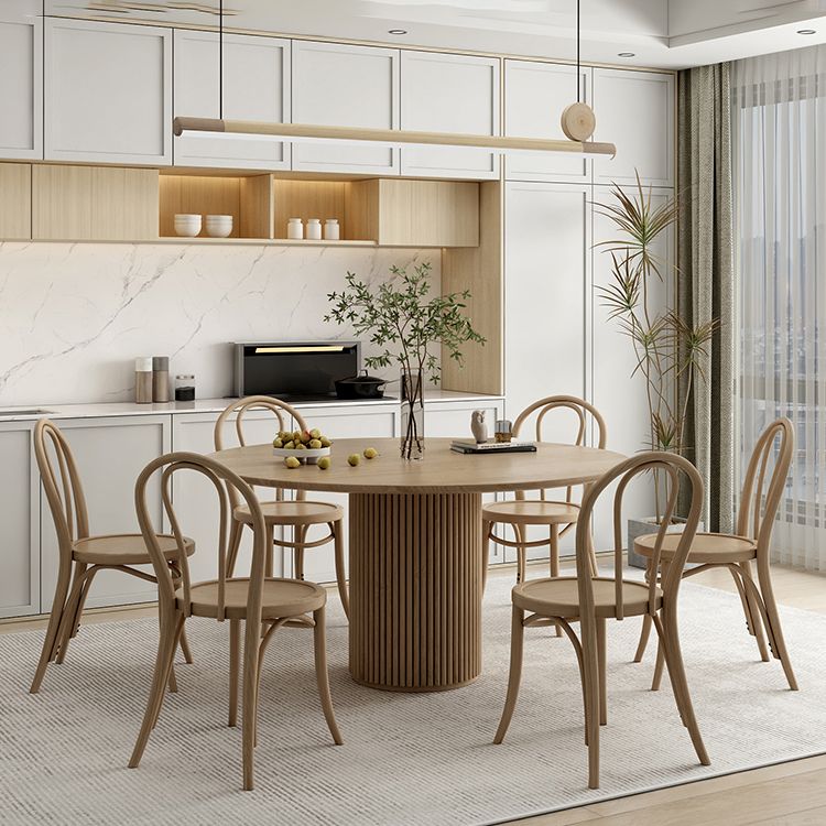 Modern Round Dining Table Pine Solid Wood Pedestal Dining Table in Natural Clearhalo 'Dining Tables & Seating' 'Dining Tables' 'dining_table' 'furn' 'furn_dining_table' 'Furniture' 'furniture_dining_table' 'Kitchen & Dining Furniture' 1200x1200_943f6d17-656a-42d9-b101-ba96ce373435