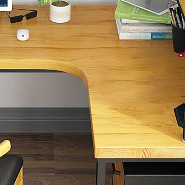 L-Shaped Office Desk Solid Wood Study Room and Office Writing Desk with Shelf Clearhalo 'furn' 'furn_office_desk' 'Furniture' 'Office Desks' 'Office Furniture' 'office_desk' 1200x1200_943f9dab-02a9-482a-9157-fc9ea1c20bae