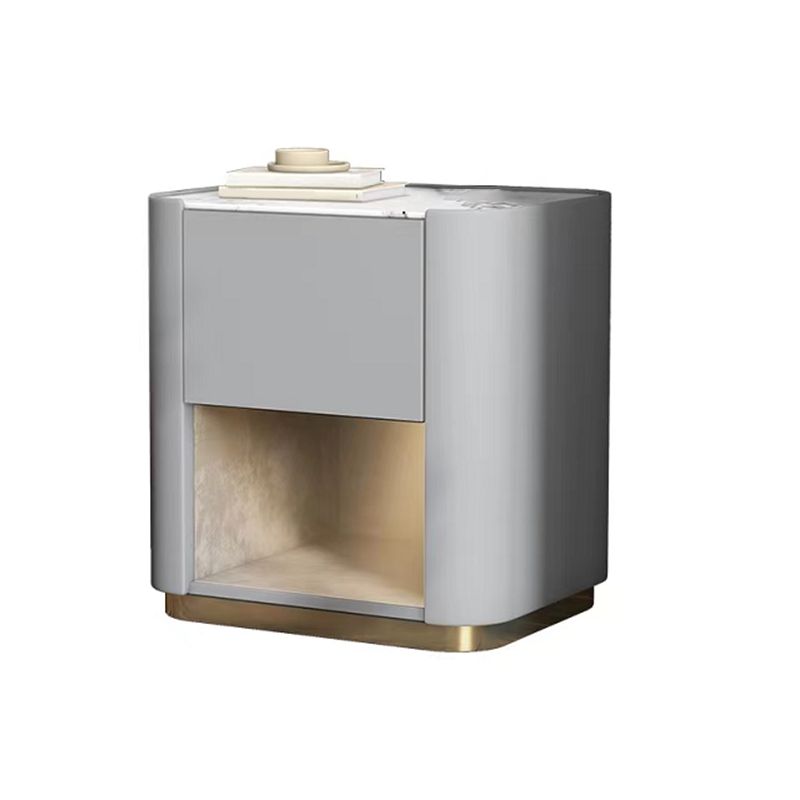 Contemporary Stone Top 1-Drawer, 1 Shelf Nightstand 21.65" Tall Nightstand Clearhalo 'Bedroom Furniture' 'furn' 'furn_night_stand' 'Furniture' 'night_stand' 'Nightstands' 1200x1200_944376e8-51bd-4693-8810-348276060156