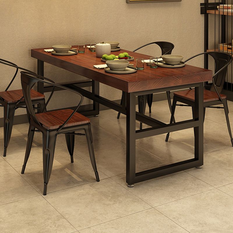 Solid Wood Industrial Dining Table Brown Dinette Table with Metal Frame Clearhalo 'Dining Tables & Seating' 'Dining Tables' 'dining_table' 'furn' 'furn_dining_table' 'Furniture' 'Kitchen & Dining Furniture' 1200x1200_944390f3-5c72-42e2-a83e-6bdfc41314b7