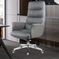 Silla de altura de los gerentes de espalda de espalda silla de oficina de cuero en gris con ruedas
