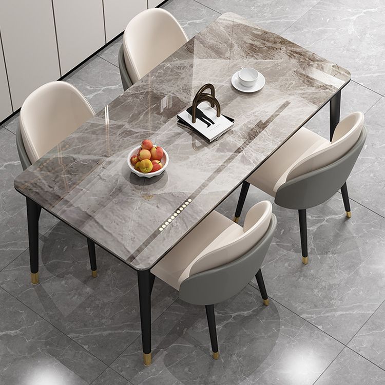 Dining Room Set Scandinavian Rectangular Dining Table with Black Four-leg Metal Base Clearhalo 'Dining Room Sets' 'Dining Tables & Seating' 'dining_room_set' 'furn' 'furn_dining_room_set' 'Furniture' 'furniture_dining_room_set' 'Kitchen & Dining Furniture' 'kitchen&dining_furn' 'kitchen' 1200x1200_9444753d-87fb-4344-a4aa-55d6baca9b6d