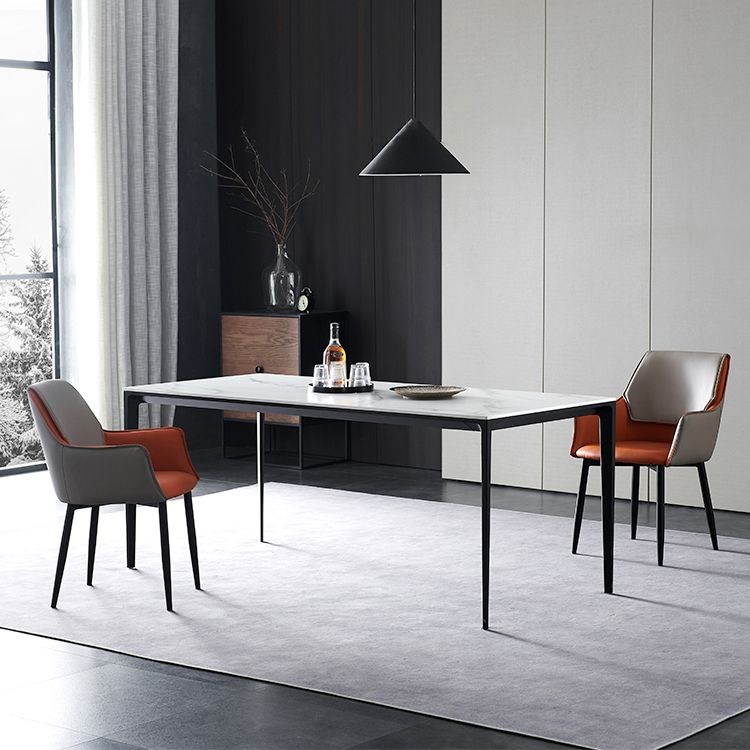 Modern Dinette Set 1/3/4 Pieces Rectangle White Sintered Stone Top Dining Table Set Clearhalo 'Dining Room Sets' 'Dining Tables & Seating' 'dining_room_set' 'furn' 'furn_dining_room_set' 'Furniture' 'furniture_dining_room_set' 'Kitchen & Dining Furniture' 1200x1200_944529ed-9799-4395-b6f8-6909a00cbbd5