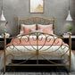 Four Poster Bed Glam Metal Bed, Camelback Open-Frame with Metal Legs