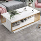 Modern Metal Marble Coffee Table Rectangle Cocktail Table with Shelf Clearhalo 'Coffee & Accent Tables' 'Coffee Tables' 'coffee_tables' 'furn' 'furn_coffee_tables' 'Furniture' 'furniture_coffee_tables' 'Living Room Furniture' 1200x1200_9445f9d9-752e-480d-a4d9-4b1779cc5666