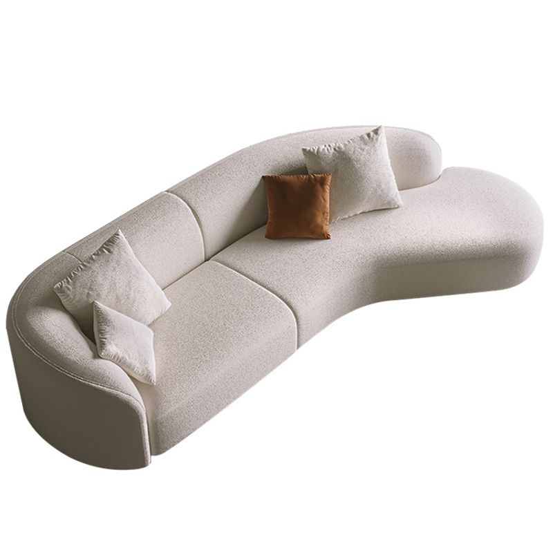 Scandinavian Tuxedo Arm Sofa with Chaise 27.56" H White Curved Sofa Clearhalo 'furn' 'furn_sectionals' 'Furniture' 'Living Room Furniture' 'Sectionals' 1200x1200_9446f564-2386-4de1-9ecd-d88340b60695