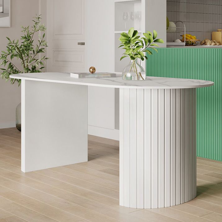 White Two Base Dining Table Modern White Stone Top Dining Table for Living Room Clearhalo 'Dining Tables & Seating' 'Dining Tables' 'dining_table' 'furn' 'furn_dining_table' 'Furniture' 'furniture_dining_table' 'Kitchen & Dining Furniture' 1200x1200_94498621-16cb-46b1-9a3c-bc3c9ecf410a