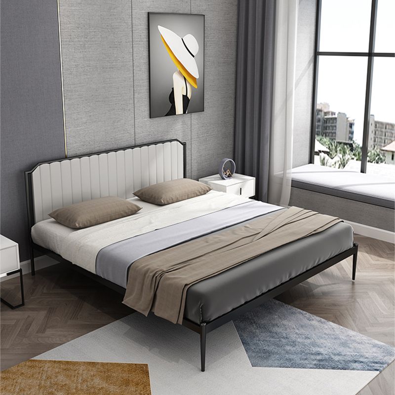Leather Upholstered Platform Bed Luxurious Metal Tall Bed Frame Clearhalo 'Bedroom Furniture' 'Beds' 'furn' 'furn_beds' 'Furniture' 1200x1200_944b06f3-2219-430f-aaa1-5b35cbc58a7d
