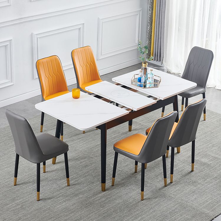 Contemporary Rectangle Dining Room Table White Sintered Stone Table with 4 Legs Clearhalo ' dining_table' 'Dining Tables & Seating' 'Dining Tables' 'furn' 'furn_dining_table' 'Furniture' 'furniture_dining_table' 'Kitchen & Dining Furniture' 'kitchen&dining_furn' 'kitchen' 'kitchen_dining_table' 1200x1200_944b6609-96ca-4eb7-b042-09139f862d9e