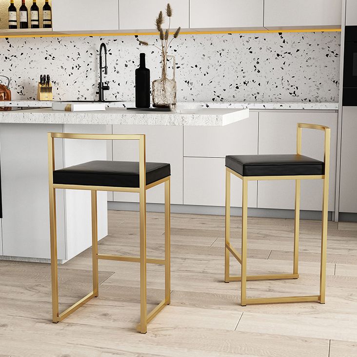 Nordic Backrest Armless Counter Stool Iron Kitchen Bar Stool with Cushion and Pedal Clearhalo 'Bar Furniture' 'Bar Stools' 'bar_stools' 'furn' 'furn_bar_stools' 'Furniture' 'Kitchen & Dining Furniture' 1200x1200_94535804-763c-4377-82de-16b7331fe731