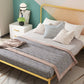 Contemporary Style Solid Color Bed Frame Metal Bed with Headboard