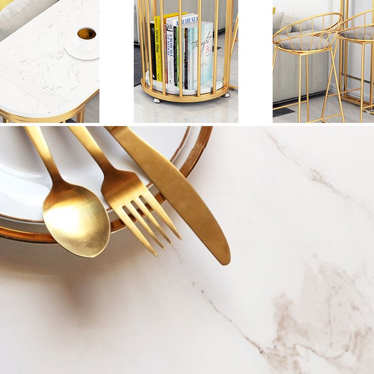 Glossy White Marble Top Bar Table with Storage Glam Specialty Pub Table for Home Clearhalo 'Bar Furniture' 'Bar Tables' 'bar_tables' 'furn' 'furn_bar_tables' 'Furniture' 'Kitchen & Dining Furniture' 1200x1200_94564d7e-33a7-45db-b3d5-68c9513719e7