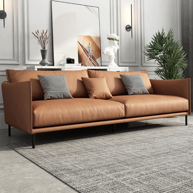 Hedendaagse donkerbruine kussens Standaard vierkante arm Stationaire bank