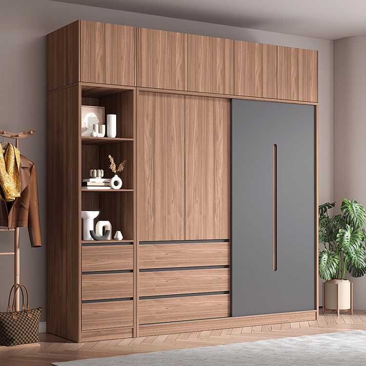 Contemporary Sliding Door Storage Cabinet Bedroom Cabinet with Drawers