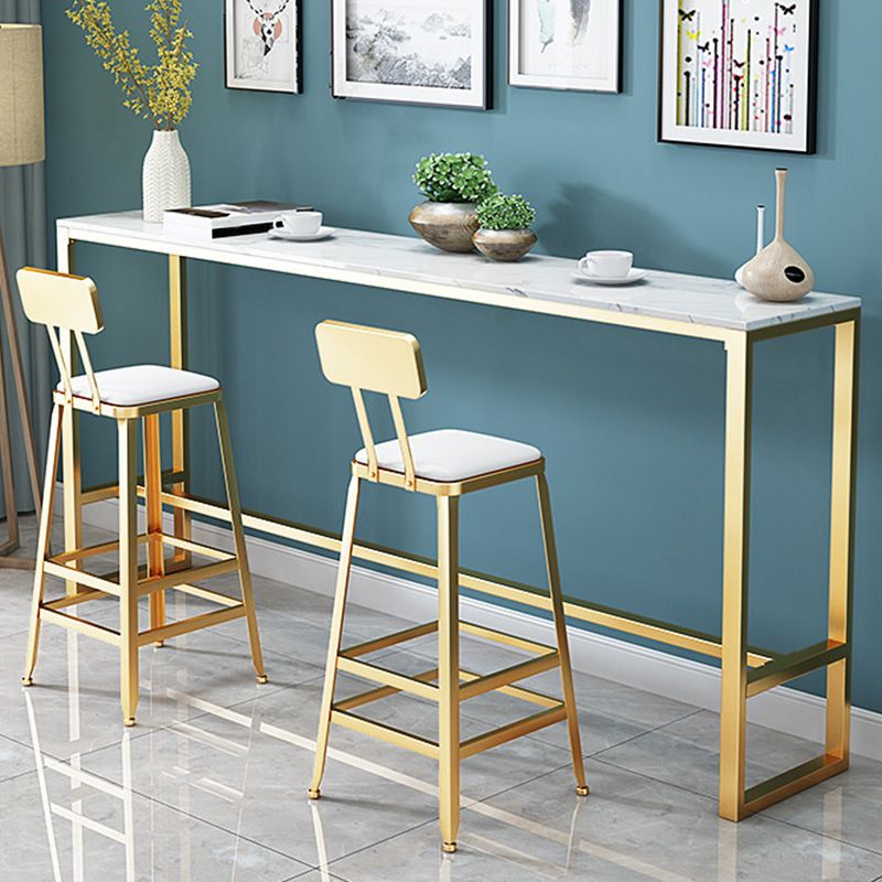 Glam Bar-height Table Faux Marble and White Bar Table for Patio Use Clearhalo 'Bar Furniture' 'Bar Tables' 'bar_tables' 'furn' 'furn_bar_tables' 'Furniture' 'Kitchen & Dining Furniture' 1200x1200_945d56e6-6c48-4868-8162-ef869cca06e1