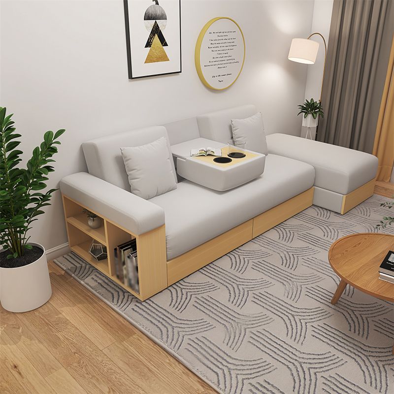 Contemporary Fabric Convertible Sofa Bed 29.53"High Pillow Top Arm Sofa Bed with Storage Clearhalo 'furn' 'furn_sectionals' 'Furniture' 'furniture_sectionals' 'kitchen' 'kitchen_sectionals' 'Living Room Furniture' 'Sectionals' 1200x1200_945f10d3-64d6-472b-8054-7b83e65b7ff8