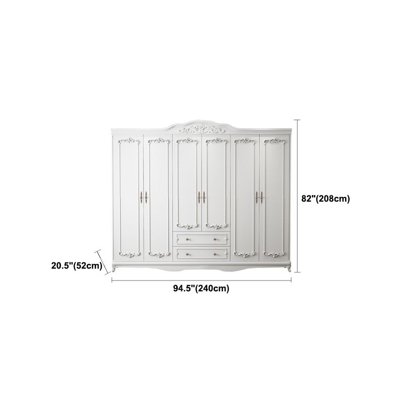 French Country White Wardrobe for Bedroom Manufactured Wood Cabinet with Drawers Clearhalo 'Armoires & Wardrobes' 'armoires_wardrobes' 'Bedroom Furniture' 'furn' 'furn_armoires_wardrobes' 'Furniture' 1200x1200_9465103a-a800-4d31-98e4-885a66f51223