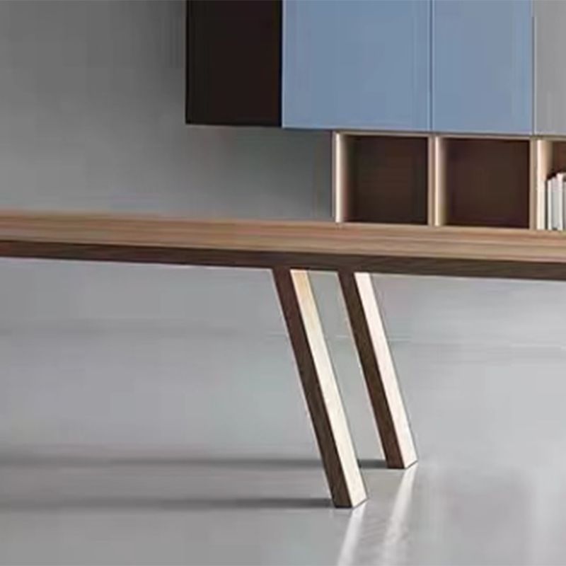 Conferenza dell'ufficio a forma di rettangolare Tabella 4 gambe scrittura di scrittura in marrone/nero