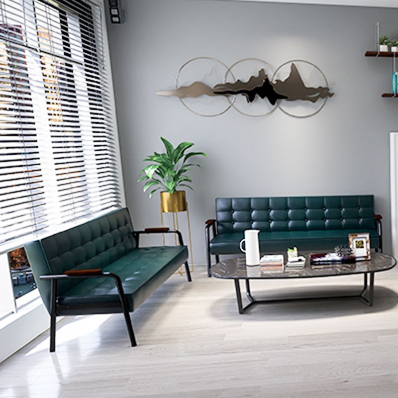 Sofá de brazo empotrado de sofá de cuero de 27.95 "con mechones con mechones posteriores