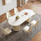 Luxury Double Pedestal Dining Table Oval Stone Top Dining Table for Dining Room Clearhalo 'Dining Tables & Seating' 'Dining Tables' 'dining_table' 'furn' 'furn_dining_table' 'Furniture' 'Kitchen & Dining Furniture' 1200x1200_9467e9b0-da8c-4c58-a43d-0daf90ef951e