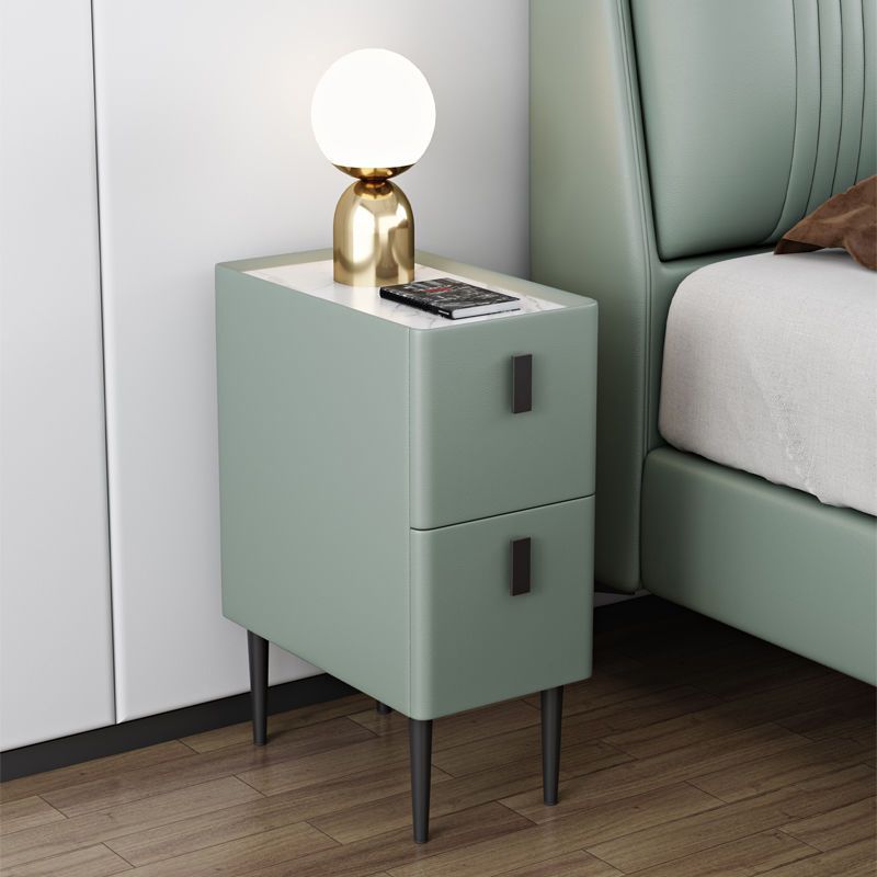 Stone Top Night Tisch moderne 22 Zoll H 2-Drawer Imitation Holz Nachttisch mit Beinen
