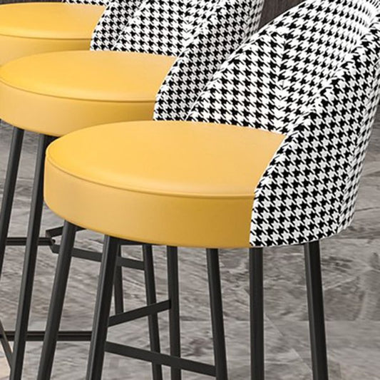 Industrial Metal Bar Stool Faux Leather Bar Stool with Black Legs