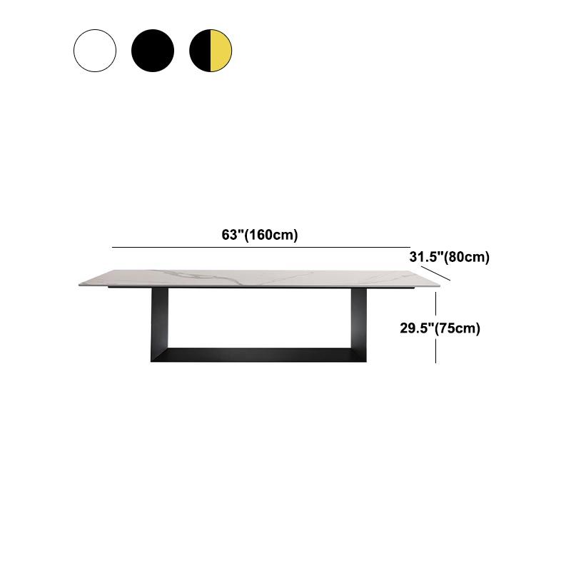 Mesa de comedor rectangular de piedra sinterizada, muebles modernos con base de acero para el hogar