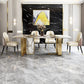Sintered Stone Top Dining Table Luxury Rectangle Gold Base Home Table Clearhalo 'Dining Tables & Seating' 'Dining Tables' 'dining_table' 'furn' 'furn_dining_table' 'Furniture' 'Kitchen & Dining Furniture' 1200x1200_946e087b-d723-414e-925a-fedd13fd5fe9