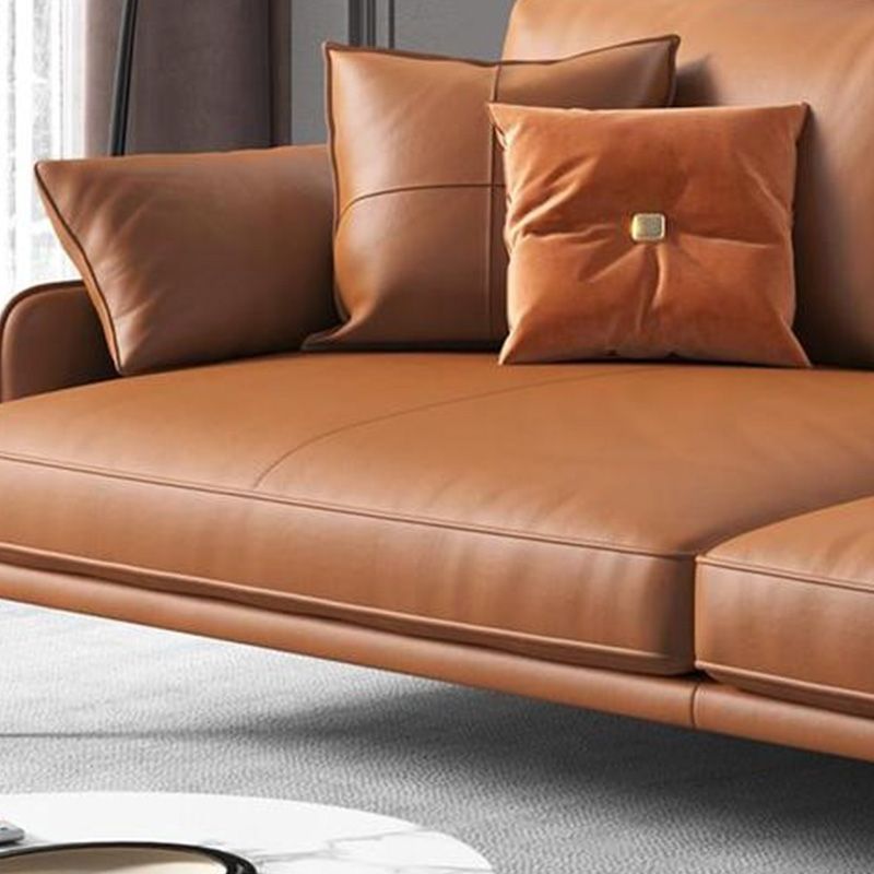 Modern Cushions Seating Pillow Top Arm Sofa in Orange for Apartment