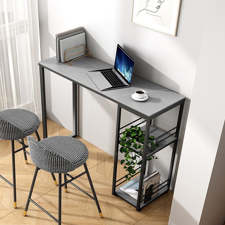 Rectangle Sintered Stone Bar Table Black and Metal Base Bar Table for Kitchen Living Room Clearhalo 'Bar Furniture' 'Bar Tables' 'bar_tables' 'furn' 'furn_bar_tables' 'Furniture' 'Kitchen & Dining Furniture' 1200x1200_946f7ea1-6af0-4f2e-887d-addfd66564a0