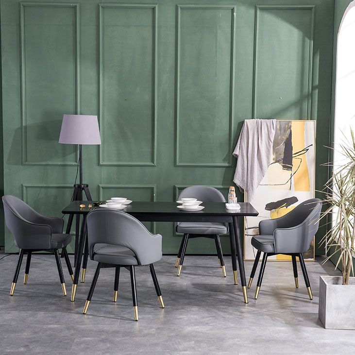 Glam PU Leather Dining Chairs Open Back Dining Side Furniture in Matte Finish Clearhalo 'Dining Chairs' 'Dining Tables & Seating' 'dining_chair' 'furn' 'furn_dining_chair' 'Furniture' 'Kitchen & Dining Furniture' 1200x1200_94717bb8-8892-4ea2-b4b5-be23cd9e2a3d