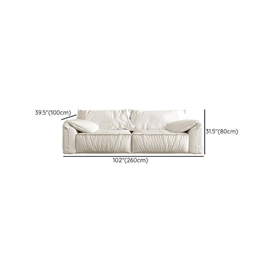 Contemporary Leather Sofa Pillow Top Arm Sofa with Cushions Back