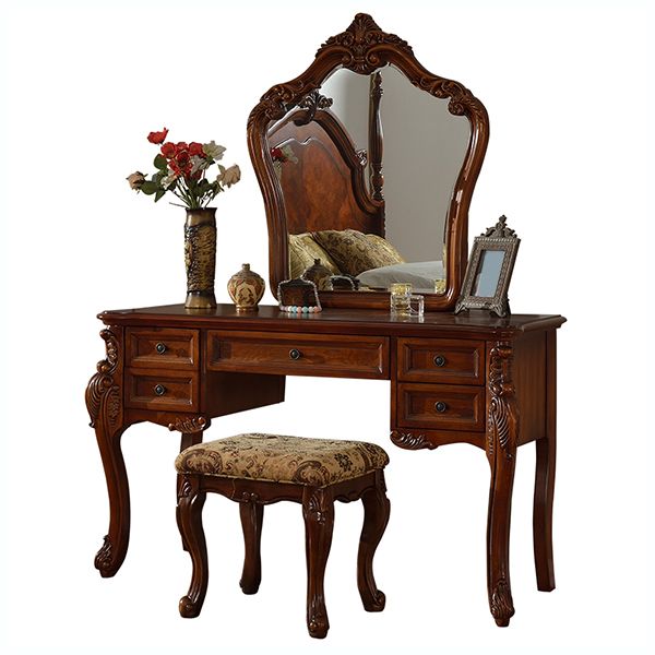 3-Piece Standing Brown Vanity Dressing Table Set with Makeup Table and Stool Clearhalo 'Bedroom Furniture' 'furn' 'furn_makeup_vanities' 'Furniture' 'Makeup Vanities' 'makeup_vanities' 1200x1200_9475fff1-4642-40c0-aa99-e09566ceb3be