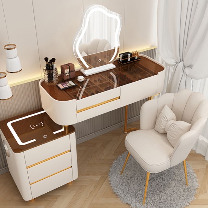 Contemporary Glass Makeup Vanity Desk Bedroom Vanity Dressing Table with Drawer