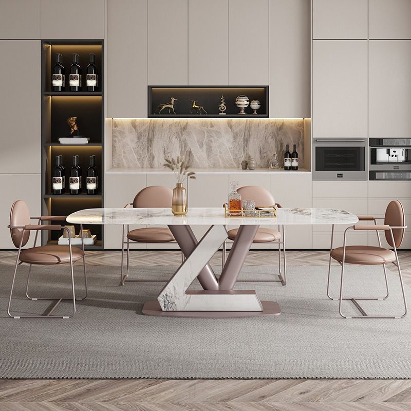 Nordic 1/4/5/7 Pieces Rectangle Dining Set Sintered Stone Top Dinette Table Set Clearhalo 'Dining Room Sets' 'Dining Tables & Seating' 'dining_room_set' 'furn' 'furn_dining_room_set' 'Furniture' 'Kitchen & Dining Furniture' 1200x1200_947a30b2-54ea-4c20-aef3-c3a97efa84bf