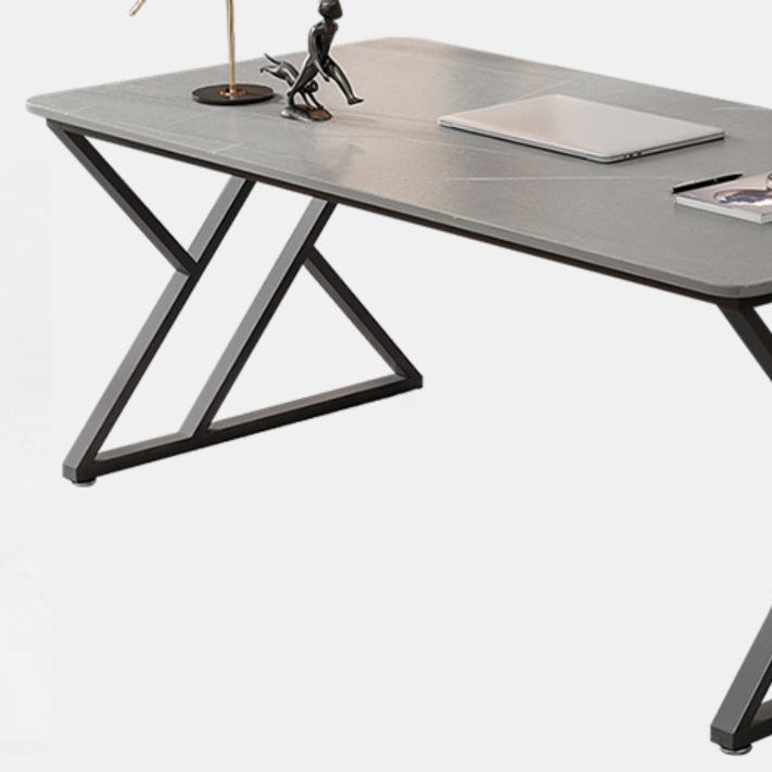 オフィス用の現代的な石造りのデスク曲線灰色のライティングデスク