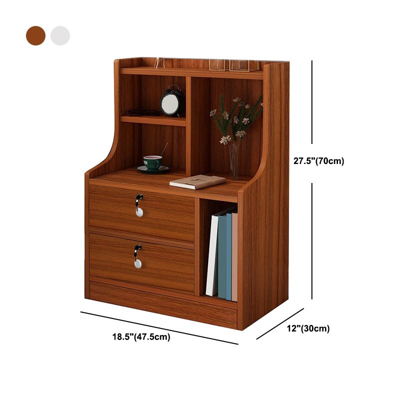 Storage de nuits moderne ouvrir l'étagère de rangement du tiroir inclus du bois d'imitation
