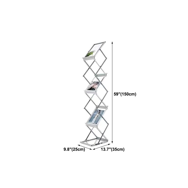 Closed Back Book Shelf Silver and White Bookcase with Shelves