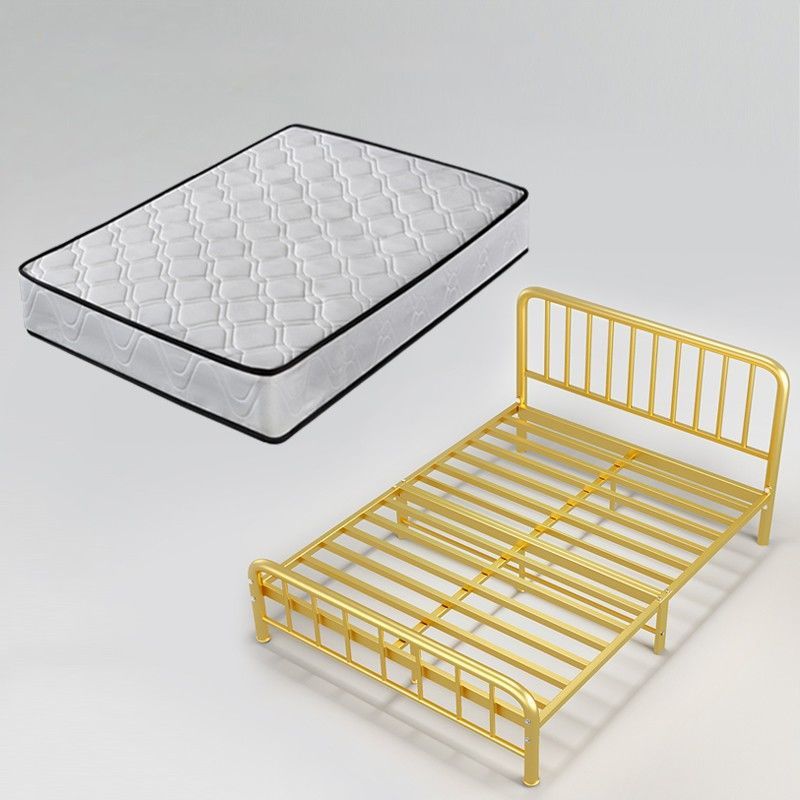 Modern Headboard Bed Rectangular Open-Frame Bed with Metal Legs