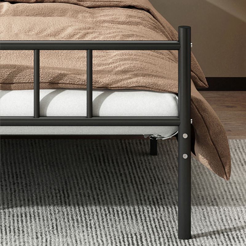 Contemporary Metal Standard Bed, Open-Frame Rectangular Headboard Bed