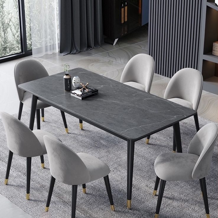 Contemporary Sintered Stone Top Dining Room Set with Rectangle Shape Dining Set for Kitchen Clearhalo 'Dining Room Sets' 'Dining Tables & Seating' 'dining_room_set' 'furn' 'furn_dining_room_set' 'Furniture' 'furniture_dining_room_set' 'Kitchen & Dining Furniture' 'kitchen&dining_furn' 'kitchen' 1200x1200_947e211f-036c-49ef-88f0-d35ecd1eba9a