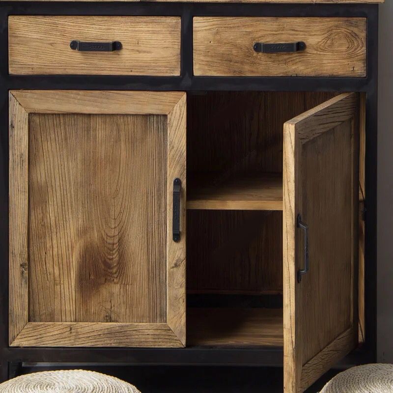 Industrial Natural Solid Wood Cabinet with Shelf and 2 Doors Clearhalo 'Cabinets & Chests' 'cabinets_chests' 'furn' 'furn_cabinets_chests' 'Furniture' 'Living Room Furniture' 1200x1200_947ecccb-2fa5-4afe-b01a-119cb941b7ec