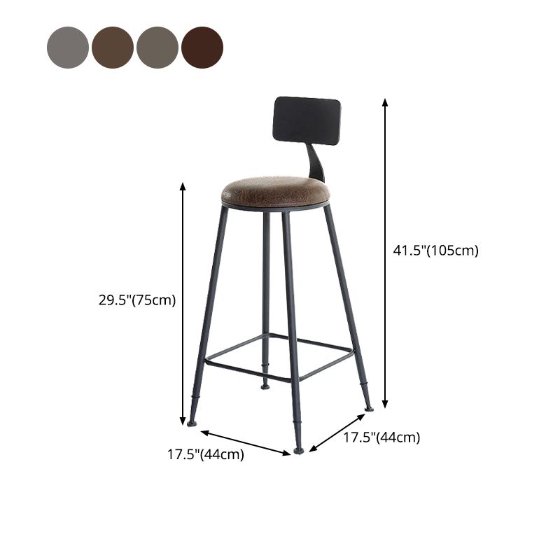 Industrial Bar and Counter Stool Low Back Stool with 4 Metal Legs Clearhalo 'Bar Furniture' 'Bar Stools' 'bar_stools' 'furn' 'furn_bar_stools' 'Furniture' 'furniture_bar_stools' 'Kitchen & Dining Furniture' 1200x1200_947f6a5e-a881-428c-9c1b-9347b8ceaf01